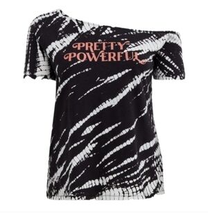 132 Torrid 3 3X Off Shoulder Tee Heritage Slub Pretty Powerful Bleach Wash Zebra